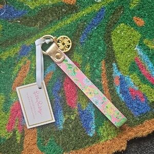 Lilly Pulitzer Pink and Green Floral Keychain